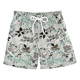 Boccsty Fashion Leaves Black Green Boys Swim Trunks Summer Big Kids Beach Board Shorts Swimsuit Swimwear XL