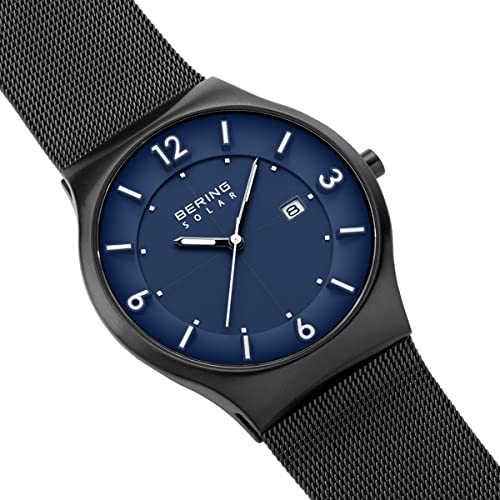 BERING Hombre Análoga Solar Reloj de pulsera de colección con Acero inoxidable Pulsera und Cristal de zafiro , Negro/Azul