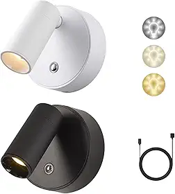Luminária LED Recarregável Sem Fio USB-C 3 Níveis de Luz com Sensor Toque, Rotação 360°, Ímã Forte – Abajur Cabeceira, Arandela Parede Quarto, Leitura, Lâmpada De Parede 1unid (BRANCO)
