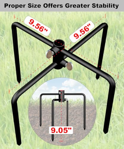 Image of Garbuildman Pole Stabilizer Stand Base with 4 Prongs for Outdoor Bird Feeder Pole, In-Ground Support Applies to 0.31 inch to 0.74 inch Shepherds Hook, Black, 1 Pack, Measure Before Purchase