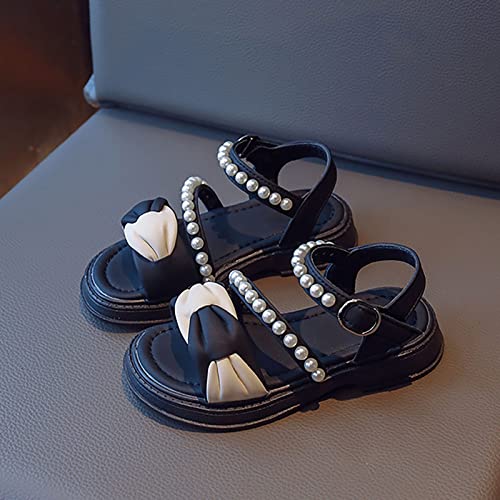 Girls Dress Shoes Cute Girls' Pearl Sandals Ballerina With Satin Ankle Tie For Wedding Kids Arch Support Sandals2