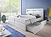 Produktbild Wohnen-Luxus Boxspringbett 180x200 Weiß mit Bettkasten LED Kopflicht Kunstleder Hotelbett Polsterbett Brüssel