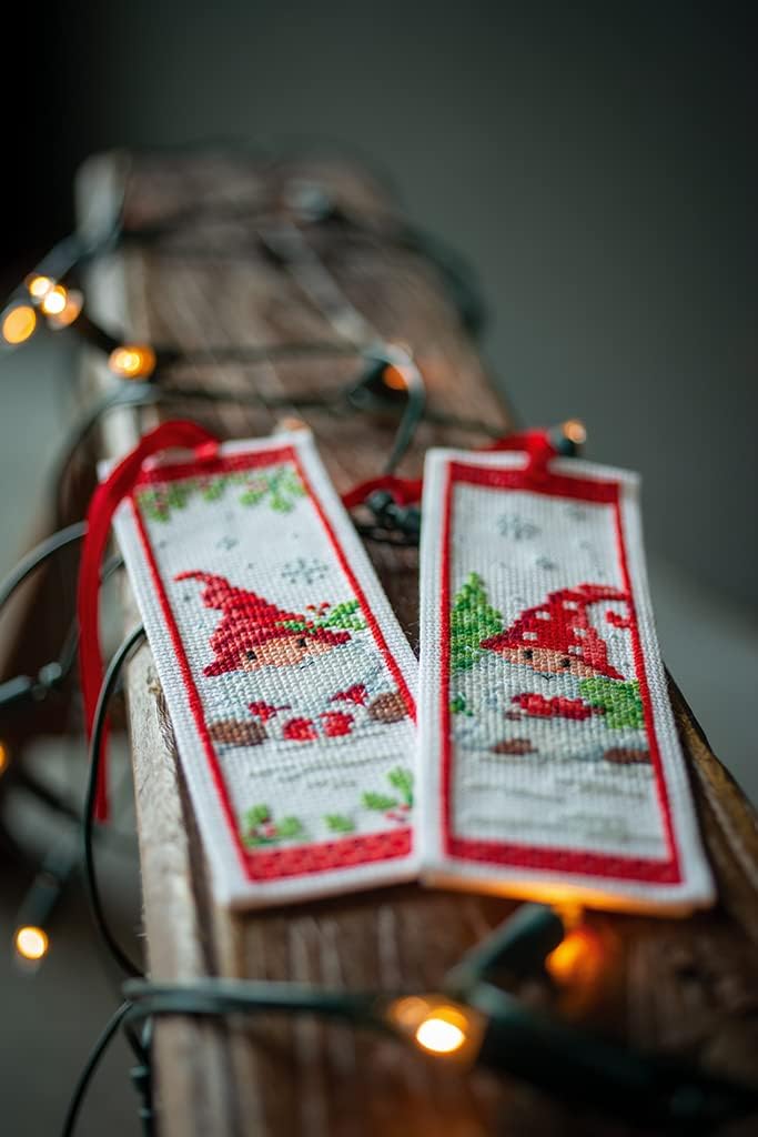 Vervaco Bookmark Counted Cross Stitch kit Christmas Gnomes Set of 3, 6x20cm, DIY