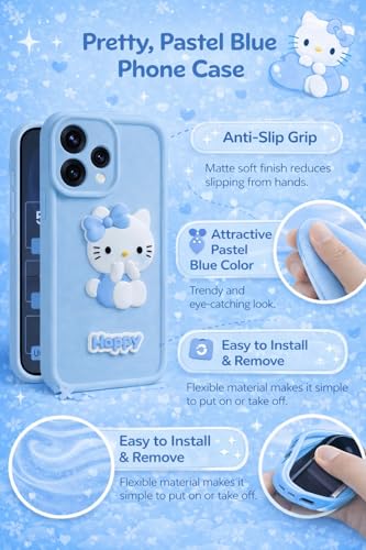Image of Knotyy Cute 3D Cartoon Soft Silicone Back Cover for Motorola Moto G67 Power 5G - Stylish Design Slim Protective Case with Camera Protection for Moto G67 Power 5G (Blue)