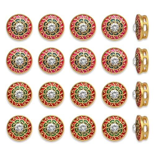 Image of Satra Traders Meenakari Beads for Jewelry Making,DIY Crafts | Size : 12mm | Qty : 12pcs | MKB74 | Pink
