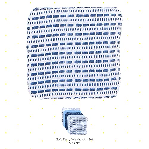 Spasilk Washcloth Wipes Set for Newborn Boys and Girls, Soft Terry Washcloth Set, Pack of 10, Blue Starfish - Thumbnail 2