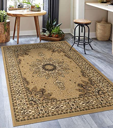 Image of LUXE WEAVERS Brighton Collection 1467 Beige 8x10 Oriental Floral Area Rug