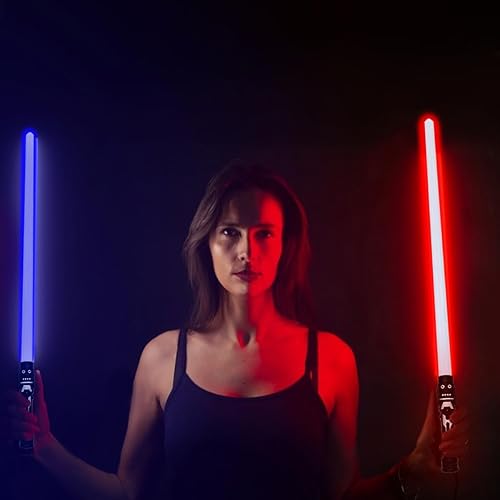 Miniatura 7 de Juguete de sables de luz, espadas de duelo 2 en 1 RGB de doble hoja con modo de silencio de sonido FX para niños, fanáticos de la película, cosplay,