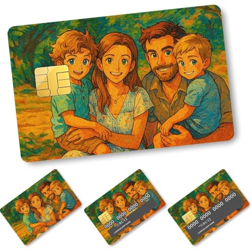 Custom Credit Card Skin - Personalized Cartoon Image & Icon Decal Sticker - Removable Matte Frosted Vinyl Cover for Bank, Metro, Debit & Credit Cards - Customized Gifts for Family Couples3