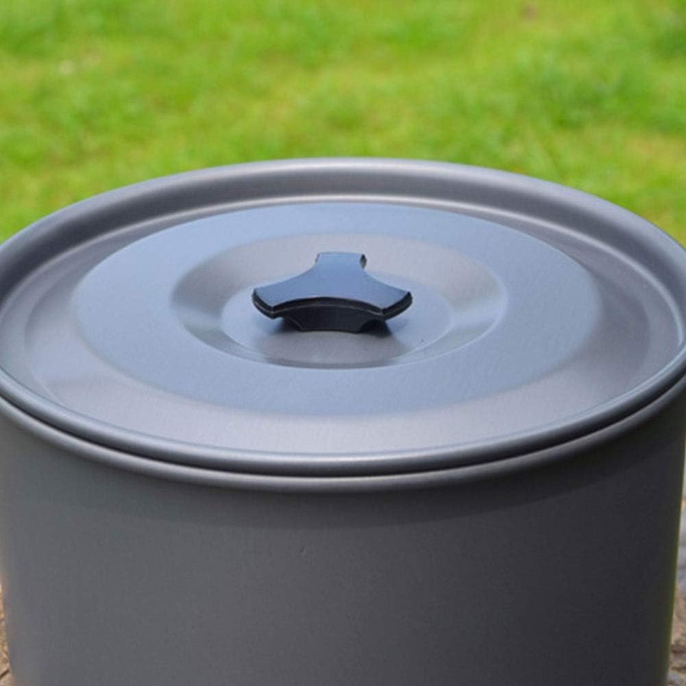 Camping Hanging Pot, Aluminum Alloy Cooking Pot Campfire Heating Stove W/Lid Picnic Kettle Large Capacity Outdoor Travel Hiking Single Pot,Black