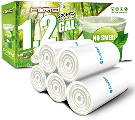 Small Clear Trash Bags – FORID 1.2 Gallon Garbage Bags 220 Count Wastebasket Bin Liners for Bathroom Bedroom Office Garbage Can