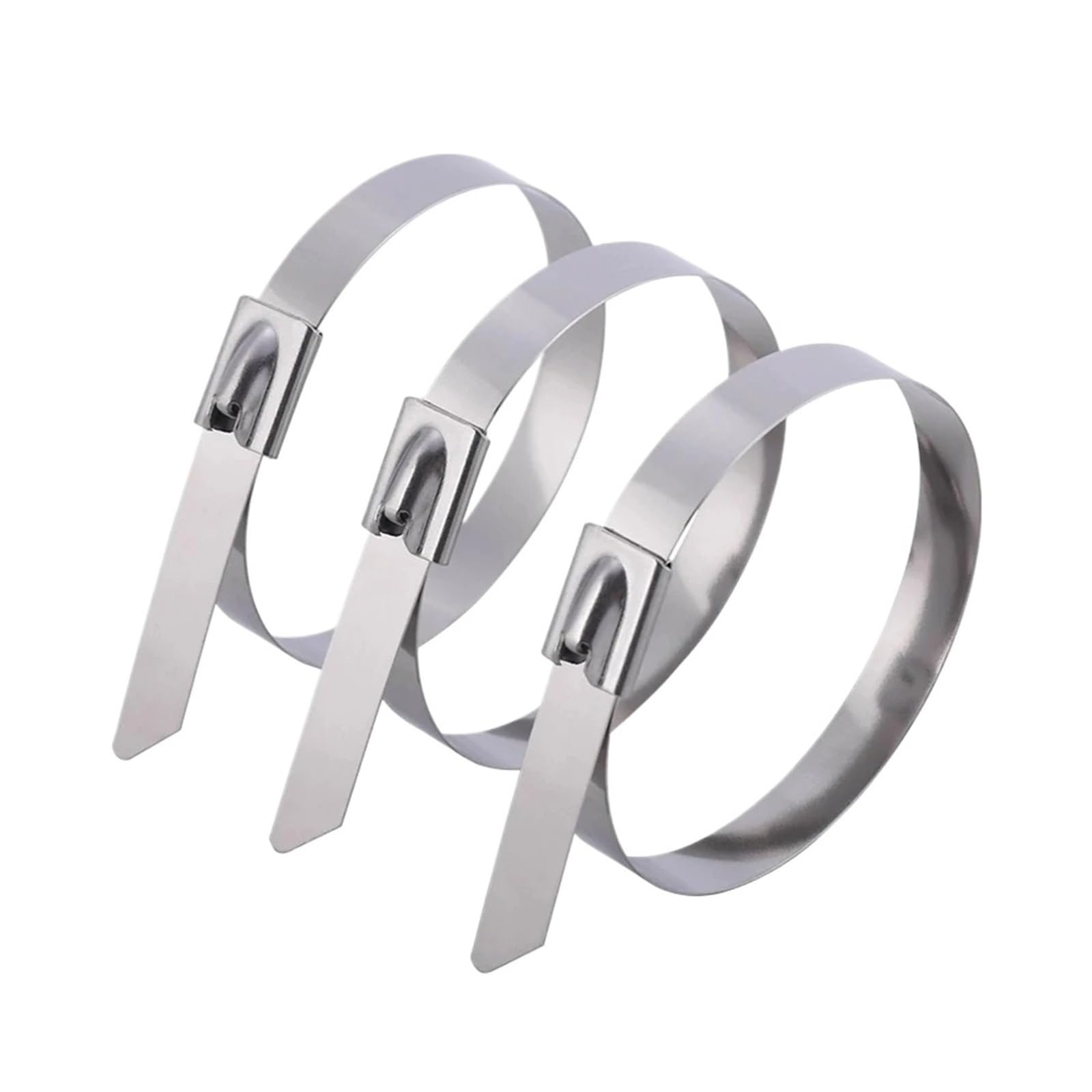 Efrjuwi 4.6X300mm Metal Zip Ties Stainless Steel Heavy Duty Cable Ties 4.6Mm Multipurpose Exhaust Wrap Self-Locking Cable Wire Ties Fastening Ring(,20Pcs)