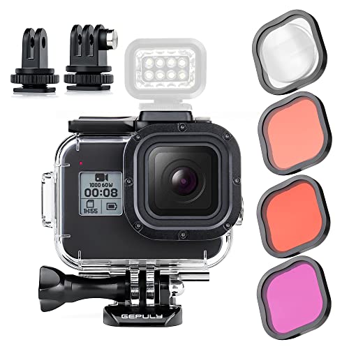 GEPULY Waterproof Case for GoPro Hero 8 Black with 4-Pack...