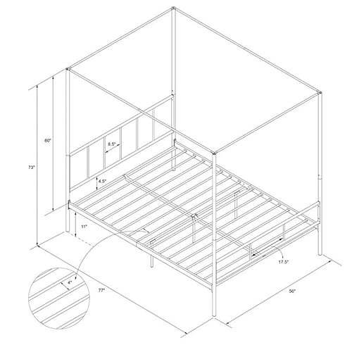 Novogratz Marion Canopy Bed Frame, Black, Full #TOP2
