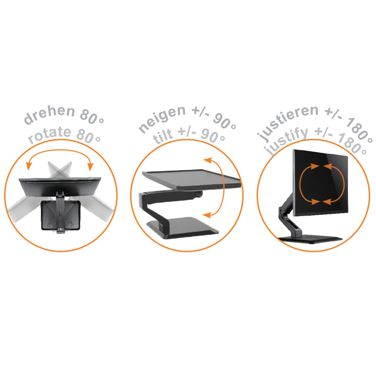 Support de Table pour écran My Wall HL 17 L sur Pied, Mobile, Rotatif, inclinable, réglable en Hauteur, Rotatif