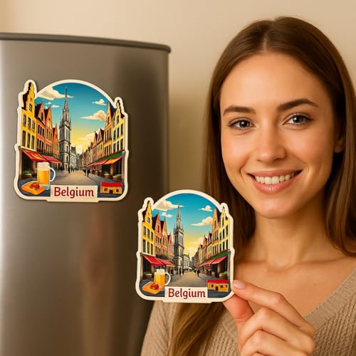 Image of Naxon Belgium Theme Souvenir Fridge Magnet - 3x3 Inch Stylish Refrigerator Magnet for Kitchen & Home Decor | Travel Souvenir Gift from Belgium | Fridge Decoration Magnet | Pack of 1