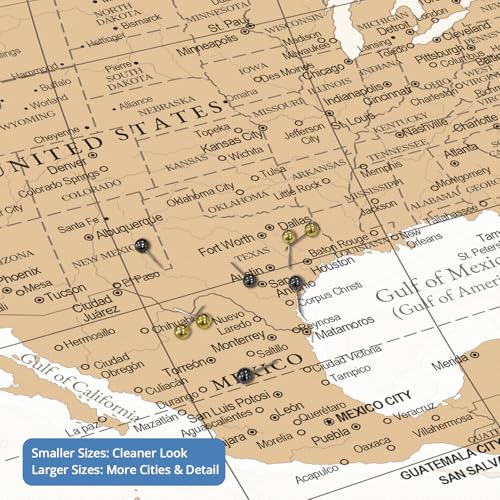 Image of IPIC - Vintage World Map & USA Map Canvas Wall Art Set of 2, Travel Wall Decor with Pins Included, Ready to Hang for Office or Living Room, 40x30 Inch