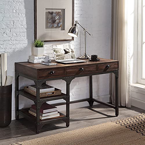 Acme Furniture Gorden Writing Desk, Expresso Oak Finish & Antique Black Metal #TOP1