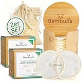BAMBUNA 2x 18 Stk. wiederverwendbare Abschminkpads mit Bambus-box & Baumwoll...