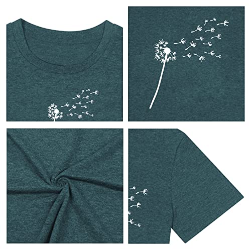 Womens Plus Size Tops Dandelion Tshirt Summer Short Sleeve Crew Neck Loose Casual Tee Shirt(1X-4X) #TOP4