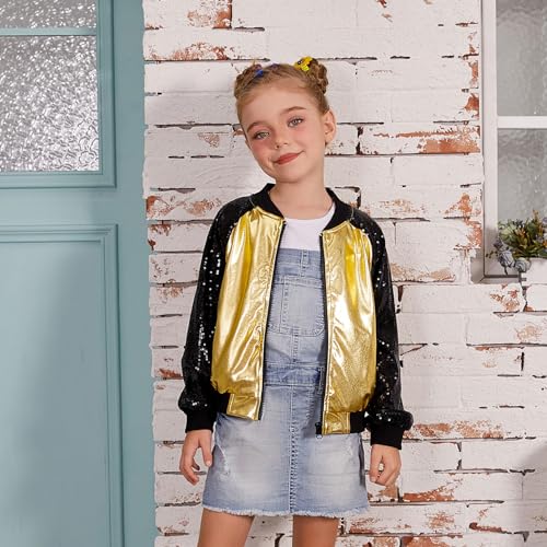 QPANCY Girls Sequin Jacket Kid lightweight Flight Jacket Zip Up Jacket2