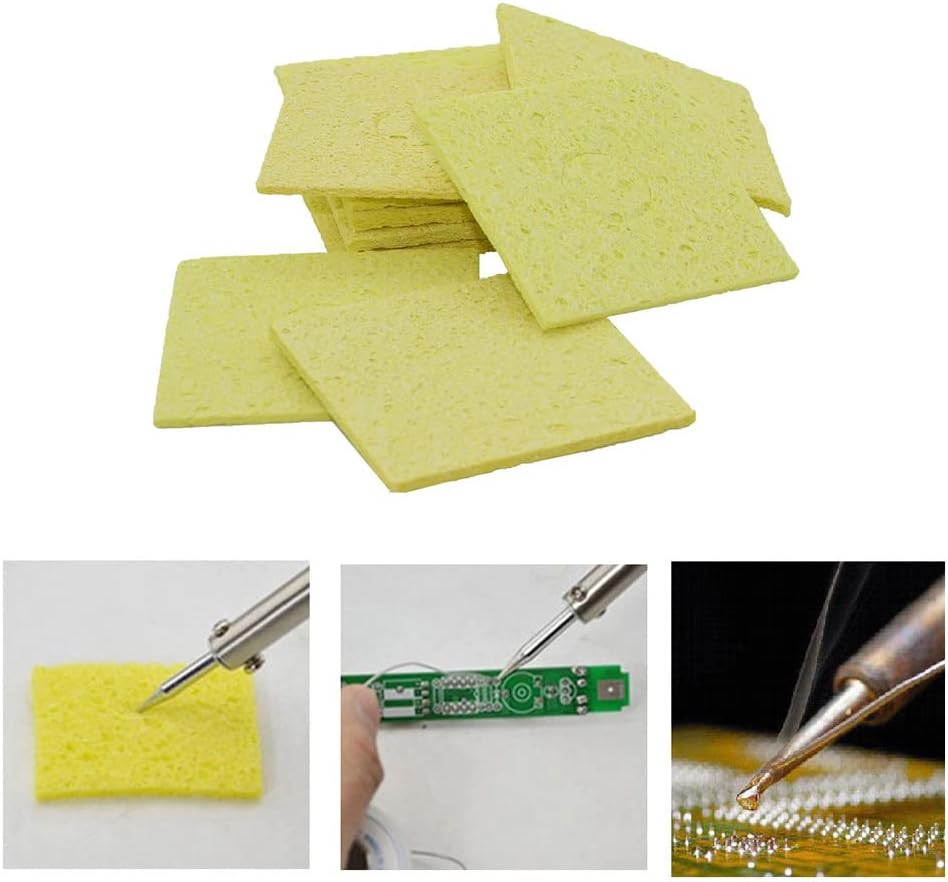 Utoolmart 5pcs Soldering Iron Cleaning Sponge 2.4“ x 2.4” Square Welding Solder Tip Clean Pads Sponge Yellow