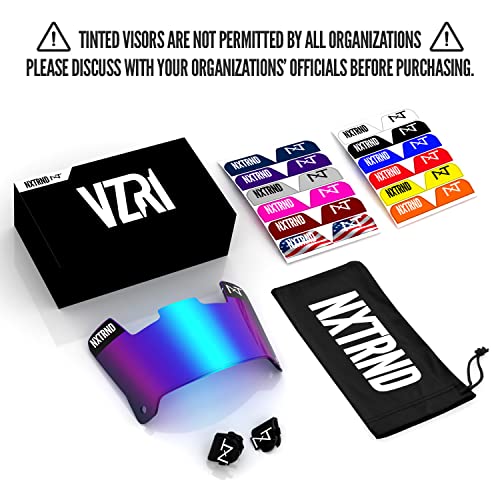 Nxtrnd Vzr1 Tinted Football Visor, Professional Football Helmet Visor, Shield Fits Youth Football Helmets & Adult Football Helmets, Includes Visor Clips, Decal Pack, & Microfiber Bag (Blue) #TOP1