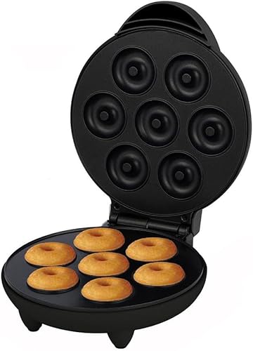 Mini máquina para hacer donas, 1200 W, puede hacer 7 donas, calefacción de doble cara, sartén antiadherente, adecuado para reuniones familiares,