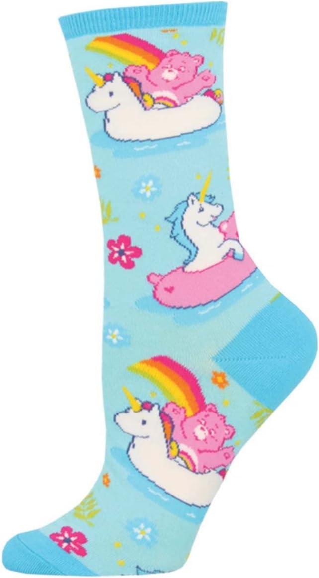 Socksmith Womens Believe Care Bears Novelty Crew Socks, Blue