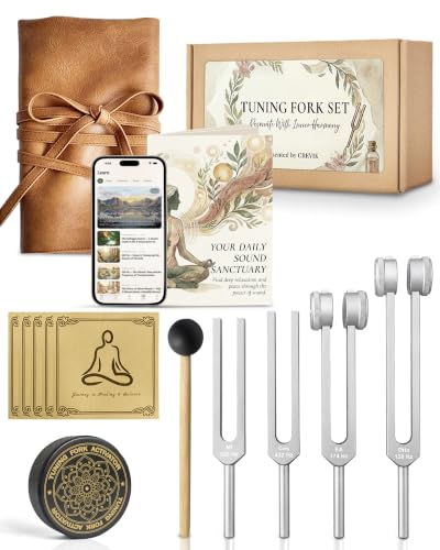CREVIK Tuning Forks for Healing Set (128, 174, 432, 528 hz) Harmony Set