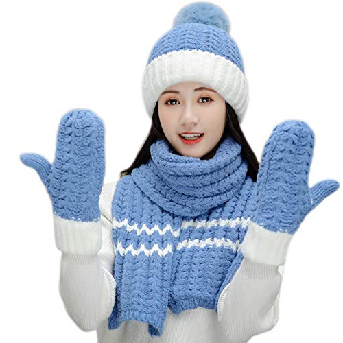 Kit bonnet écharpe gants femme doublure en peluche chaude contre le froid
