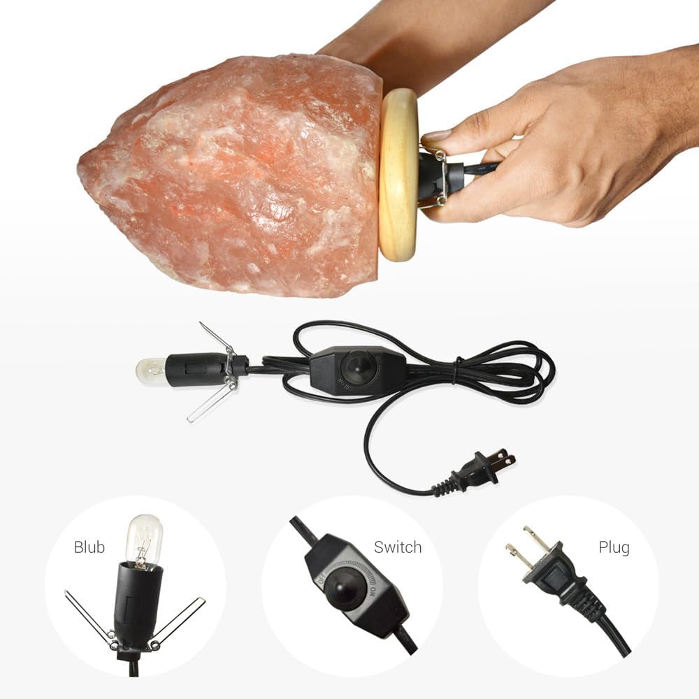 Himalayan Salt Lamp - Excellent Gift 7-8 Inch, Cleanses Air and Improves Mood, Weight 7 Pounds, UL Certified dimmer Cord (Pack of 2)
