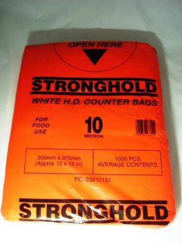 1000 x White Counter Bags 12" x 15" (300mm x 375mm) 10 Micron Pouched (free P&P on all products)