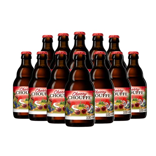 La Chouffe Cherry Belgian Fruit Beer 330ml Bottles (12 Pack) - 8.0% ABV - Beer Gifts for Men Women, Beers and Lagers Offers, Beer Gift Set, Gift Hampers for Men Mum Dad Birthday Valentines Anniversary