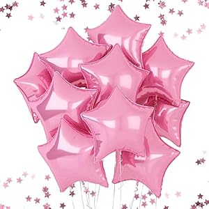 Pink Star Foil Balloons, 18 Inches Star Foil Balloons for Helium, 10 pcs Light Pink Helium Birthday Balloons, Graduations Party Foil Balloon Set for Birthday Wedding Party Anniversary Decorations