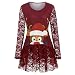Auiyut Damen Langarmshirt Elegante Tunika Spitzen Bluse Festival Oberteile Groß Größen Rentier Drucken Shirts Rundkragen Weihnachten Theme Party Lose Hem Bluse Top
