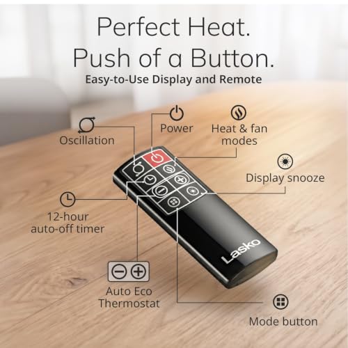 Lasko 12" Ellipse Ceramic Tabletop Space Heater - Remote - Black - CD12950 - image 5