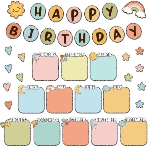 Boho Birthday Bulletin Board Set for Classroom Wall, Class Birthd...