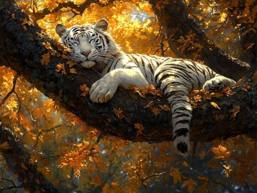 Diamond Painting Tigre grand format pour sublimer la décoration murale de votre salon 120x90cm