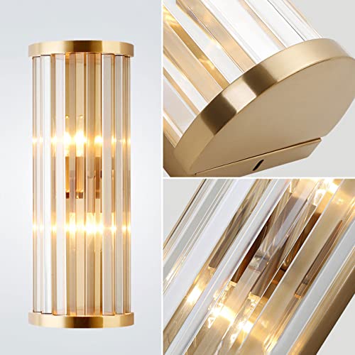 Aplique de pared de cristal dorado con diseño semiempotrado para dormitorio moderno 5