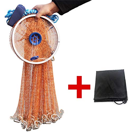 EASY BIG American Fishing Cast Net with Aluminum Frisbee for Bait Trap Fish