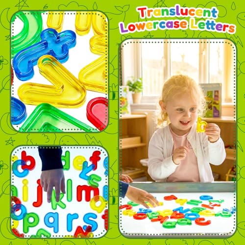 Image of Bbiamsleep 78PCS Plastic Lowercase Letters Light Table Manipulatives | Colorful Transparent Letters Light Table Accessories for Sorting Counting Training Spelling