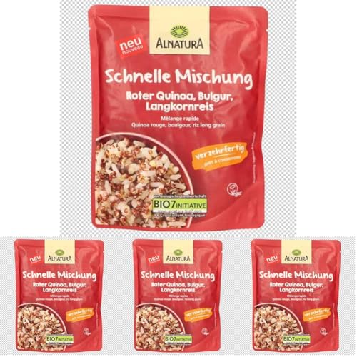 Alnatura Schnelle Mischung Roter Quinoa, Bulgur, Langkornreis, 250 g (Packung mit 4)