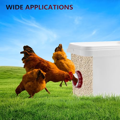 CAIYUANYUAN-SHENXUEJIAO Poultry Feeder No-Waste Automatic Chicken Feeder (6 Ports) - DIY Kit with Hole Saw, Fits Buckets/Barrels/Bins/Troughs (with Covers) - Thumbnail 7