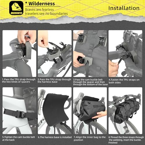 Rhinowalk Bicycle Handlebar Bag Waterproof 8–13L Front Storage Bag with Bungee Cord, Durable Nylon + PE Board, Easy Mounting for Commuting, Road & Mountain Biking (Black) by Rhinowalk - Used condition - Image 4