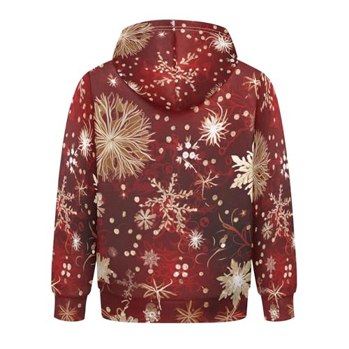 Kids Hoodies Sweaters Christmas Xmas Snowflake Hooded Sweatshirts with Big Pockets for Boys Girls B04003822