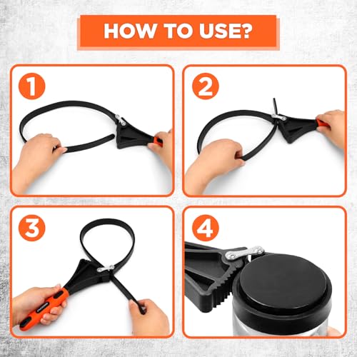 Image of 2-Piece Strap Wrench Set, Adjustable Rubber Oil Filter Wrench Max Diameter 4 inch and 6 inch, Jar Opener Set Heavy Duty Blet Wrenches for Drain Sewer Cap Sink Pliers Nut Shower Head Valve Removal