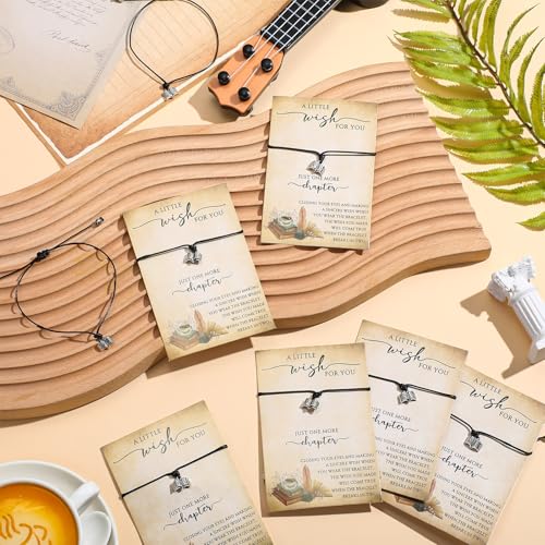 Tondiamo 20 Sets Book Lover Gifts for Women Book Club Gifts Bookworm Bracelet with Wish Card Just One More Chapter Librarian Appreciation charm Bracelet for Women Reading Lover4