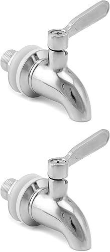 QWORK Espiga de repuesto para dispensador de bebidas, paquete de 2 espigas de acero inoxidable para grifo dispensador de agua y otros sistemas de