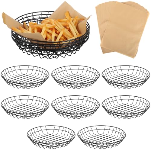 12 pcs Wire Food & Bread Serving Baskets with Paper